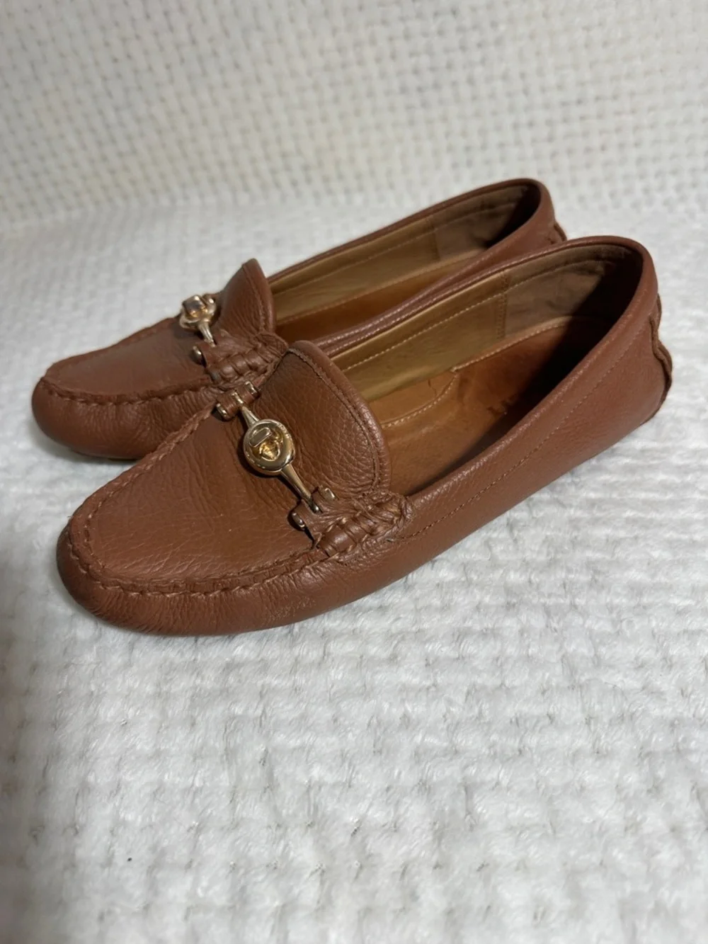 Coach Arlene Leather Loafers with Gold Hardware Size 7